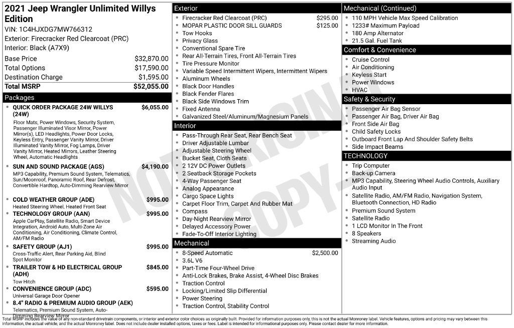 2021 Jeep Wrangler Unlimited Willys