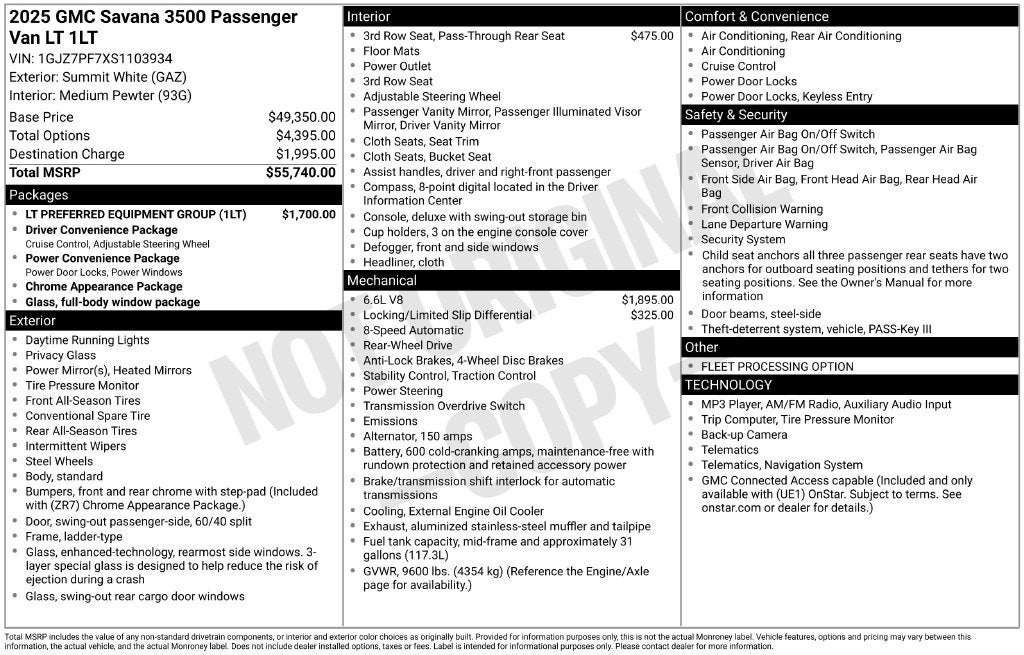 2025 GMC Savana Passenger LT