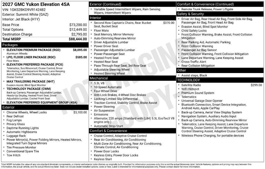2027 GMC Yukon Elevation