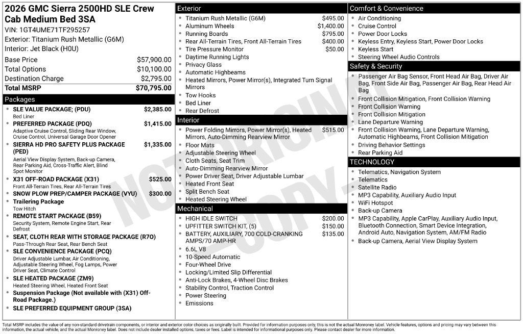 2026 GMC Sierra 2500 HD SLE