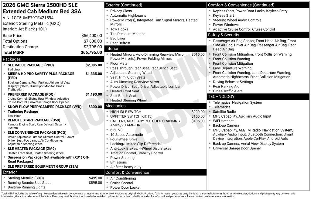 2026 GMC Sierra 2500 HD SLE