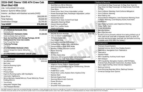 2026 GMC Sierra 1500 AT4
