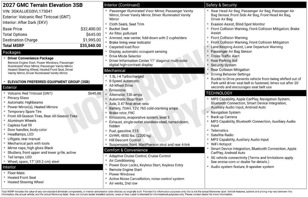 2027 GMC Terrain Elevation