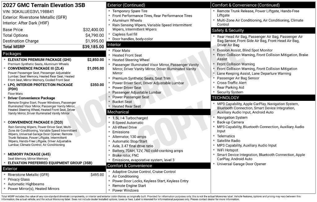 2027 GMC Terrain Elevation