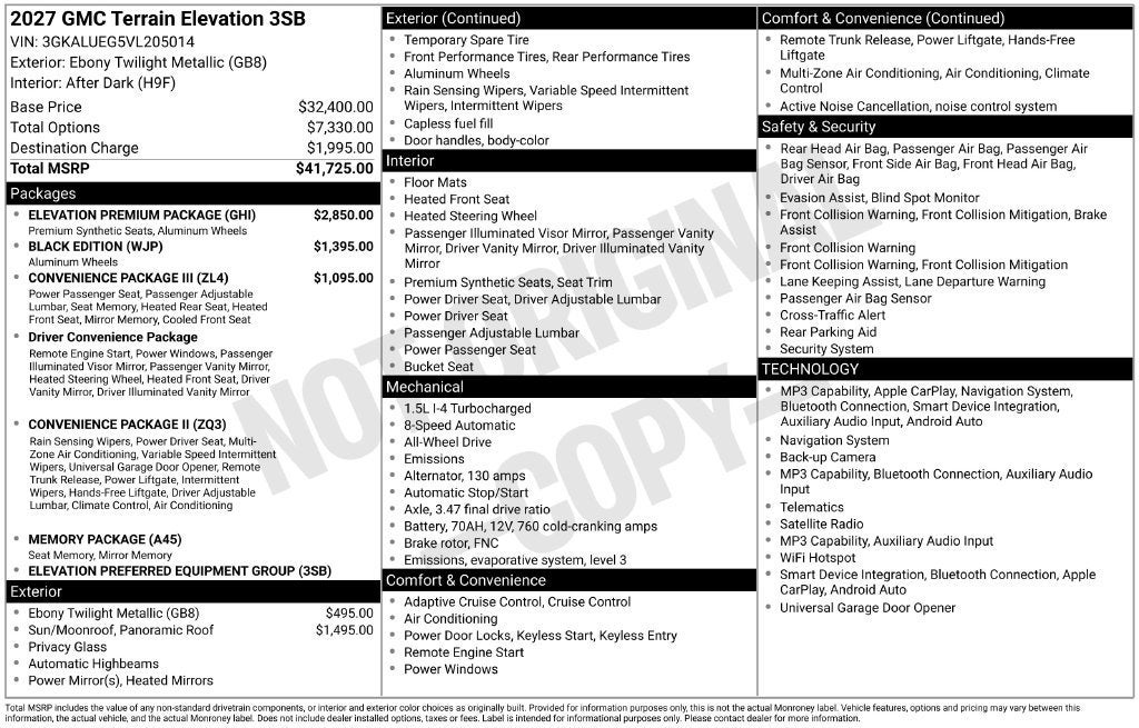 2027 GMC Terrain Elevation
