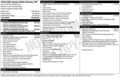 2026 GMC Savana Cutaway 3500 1WT