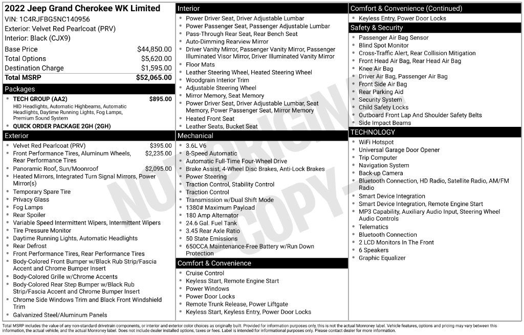 2022 Jeep Grand Cherokee WK Limited 4x4