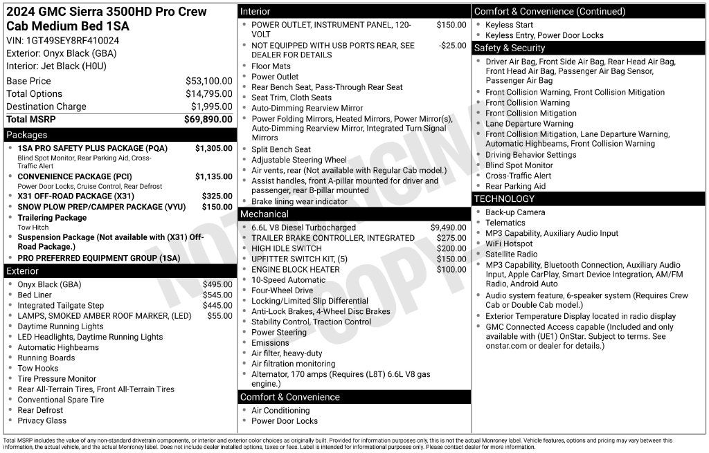 2024 GMC Sierra 3500HD 4WD Crew Cab Standard Bed Pro