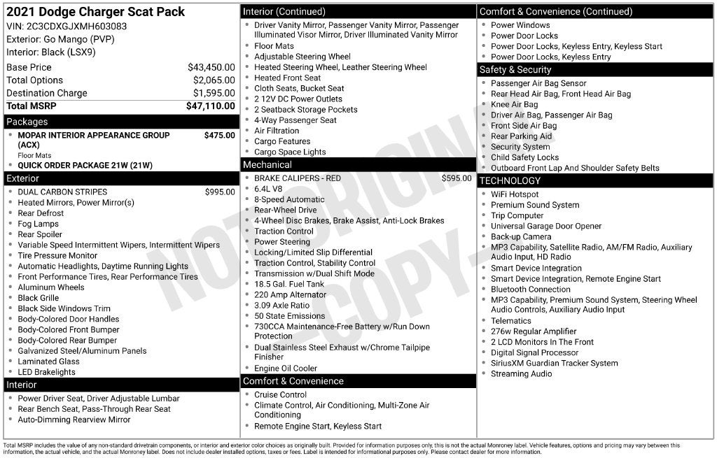 2021 Dodge Charger R T Scat Pack