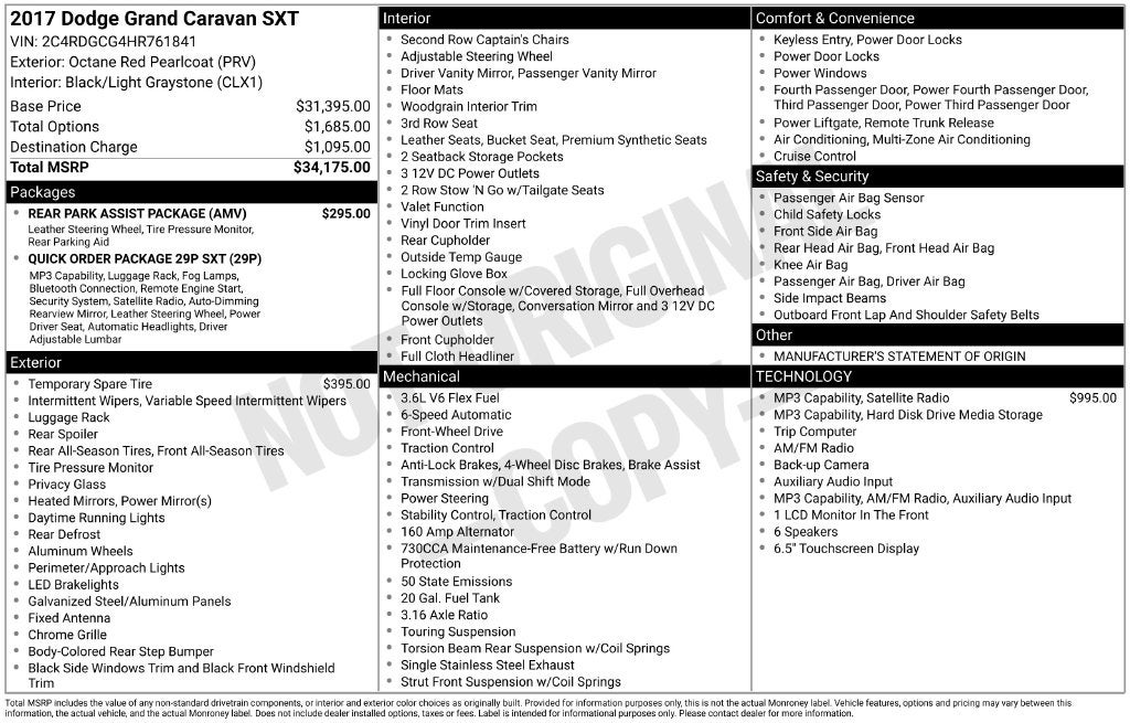2017 Dodge Grand Caravan SXT
