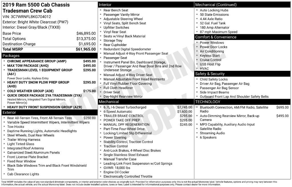 2019 RAM Ram 5500 Chassis Tradesman/SLT/Laramie/Limited